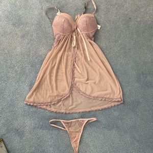Lilac Tahari Lingerie Bra top and Thong Set